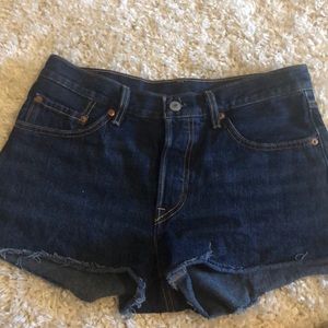 Denim shorts.
